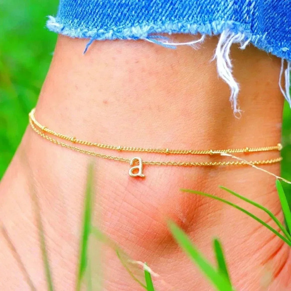 💛GOLD A to Z LETTER SPARKLE INITIAL ANKLET ALPHABET BRACELET GIFT, ELDM22279 - Picture 9 of 11